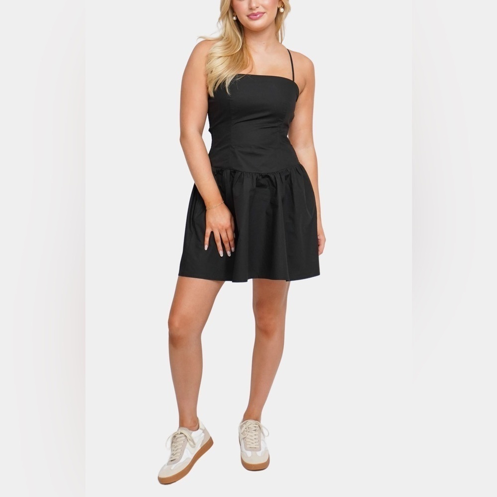 Susana Monaco NWT Poplin Cotton Strap Dress in Black (0226, 0227)